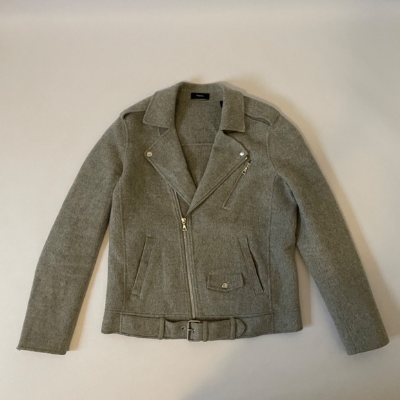 Theory Tralsmin New Divide Cashmere Wool Moto Biker Jacket Women's Medium Gray - Picture 6 of 10